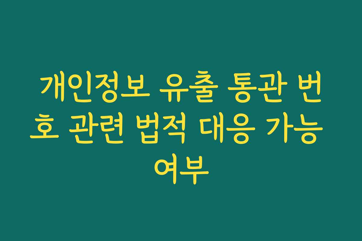 개인정보 유출 통관 번호 관련 법적 대응 가능 여부