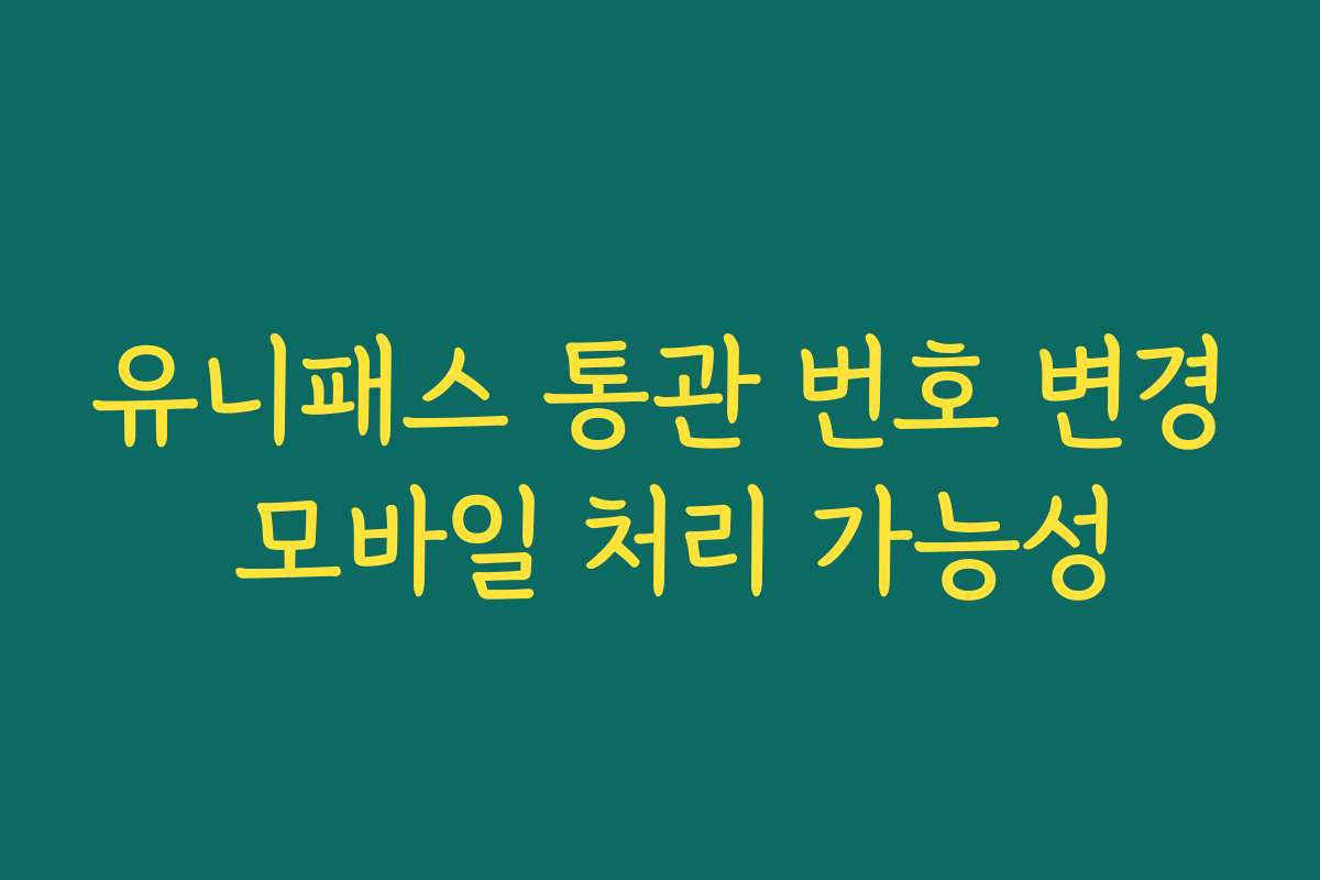 유니패스 통관 번호 변경 모바일 처리 가능성