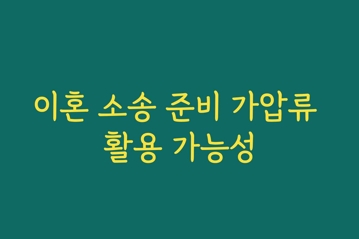 이혼 소송 준비 가압류 활용 가능성