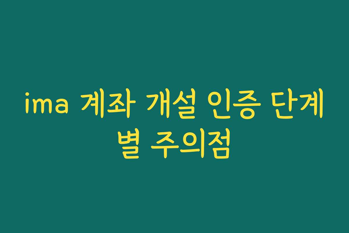 ima 계좌 개설 인증 단계별 주의점