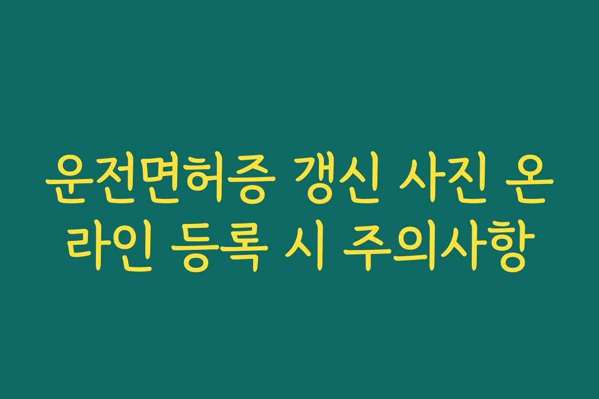 운전면허증 갱신 사진 온라인 등록 시 주의사항
