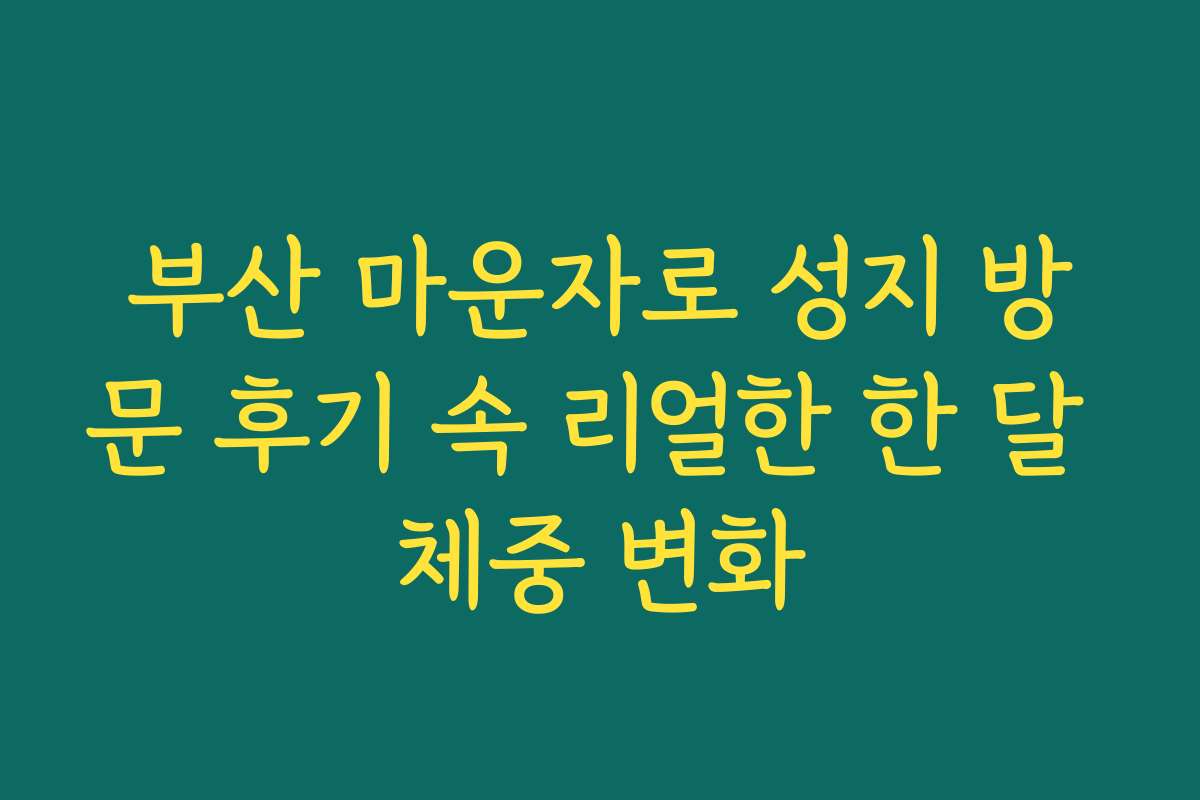 부산 마운자로 성지 방문 후기 속 리얼한 한 달 체중 변화