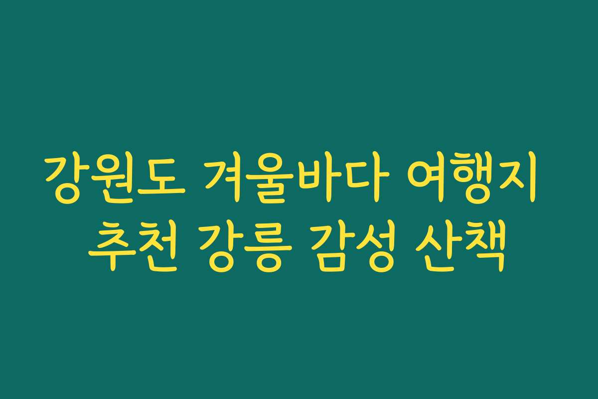 강원도 겨울바다 여행지 추천 강릉 감성 산책