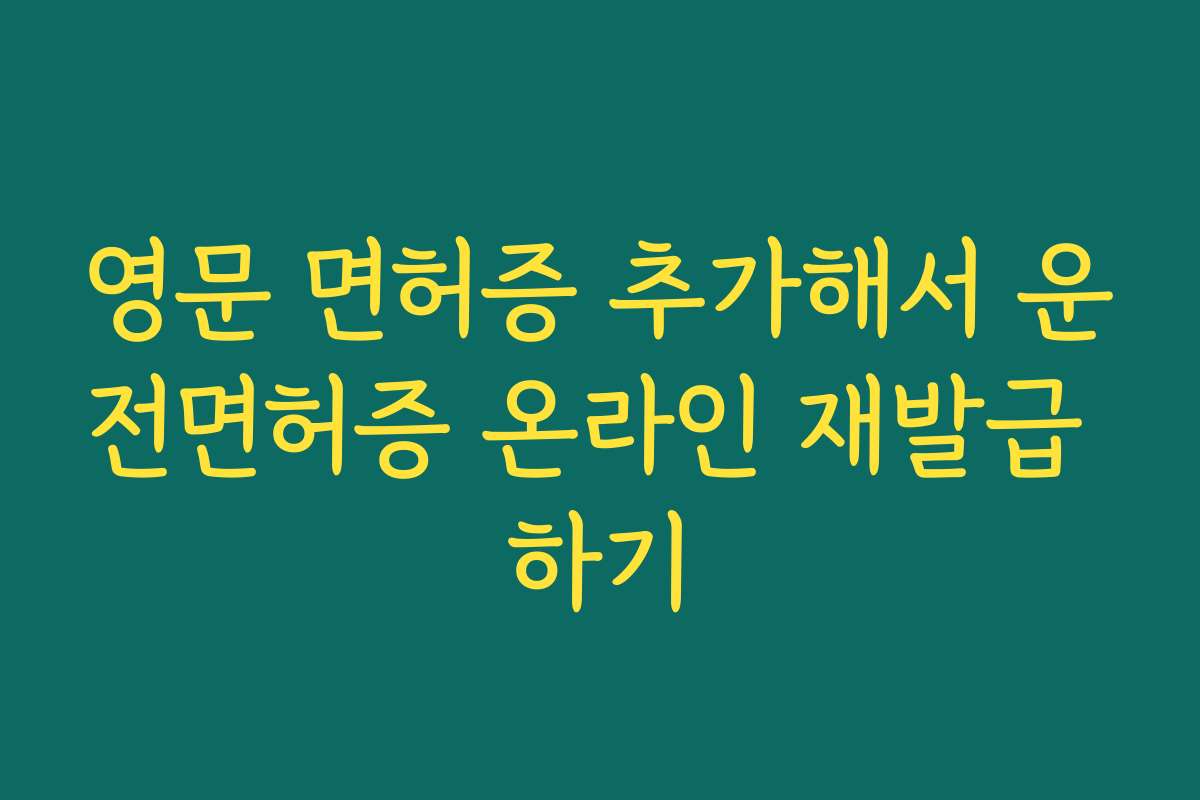 영문 면허증 추가해서 운전면허증 온라인 재발급 하기