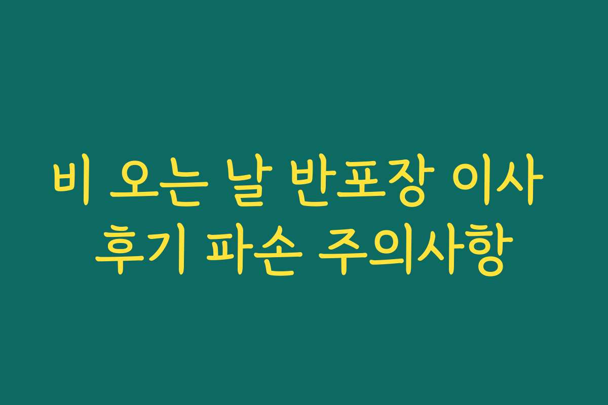 비 오는 날 반포장 이사 후기 파손 주의사항