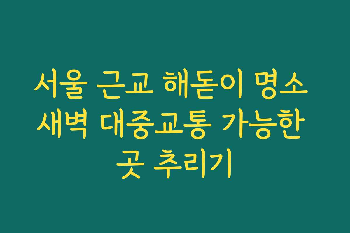 서울 근교 해돋이 명소 새벽 대중교통 가능한 곳 추리기