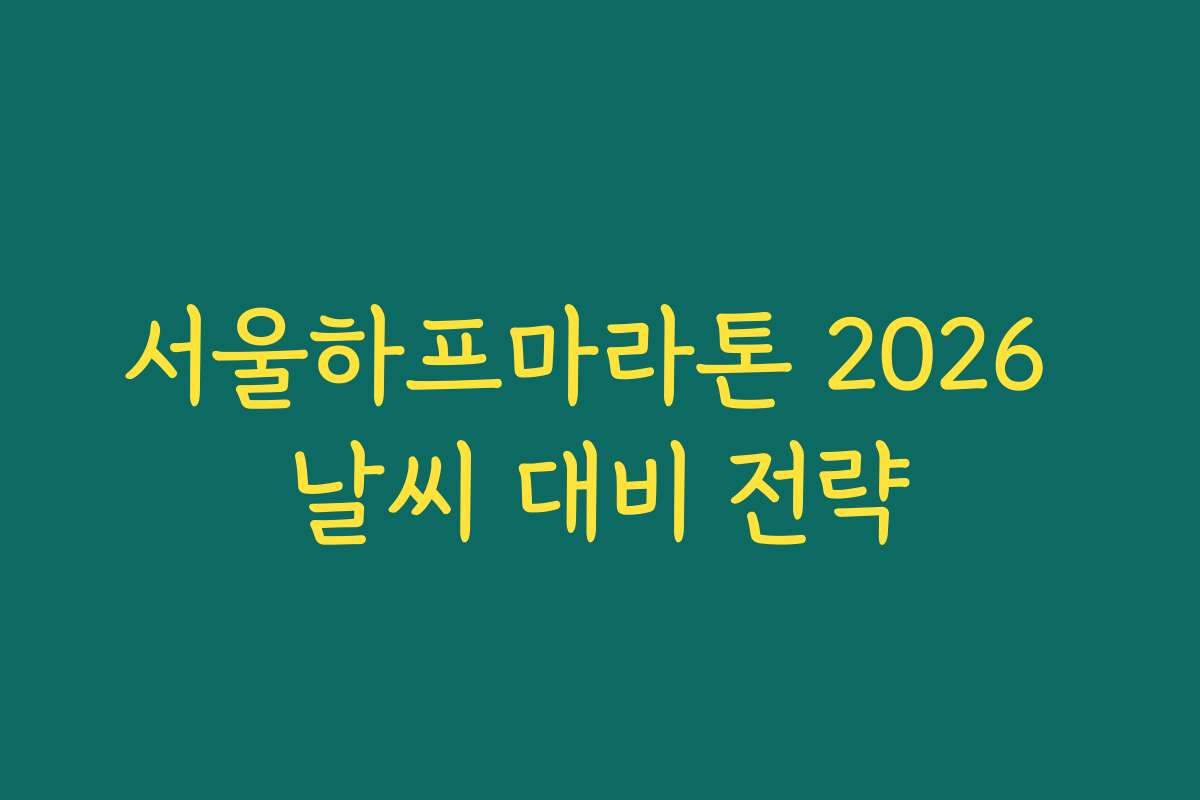서울하프마라톤 2026 날씨 대비 전략