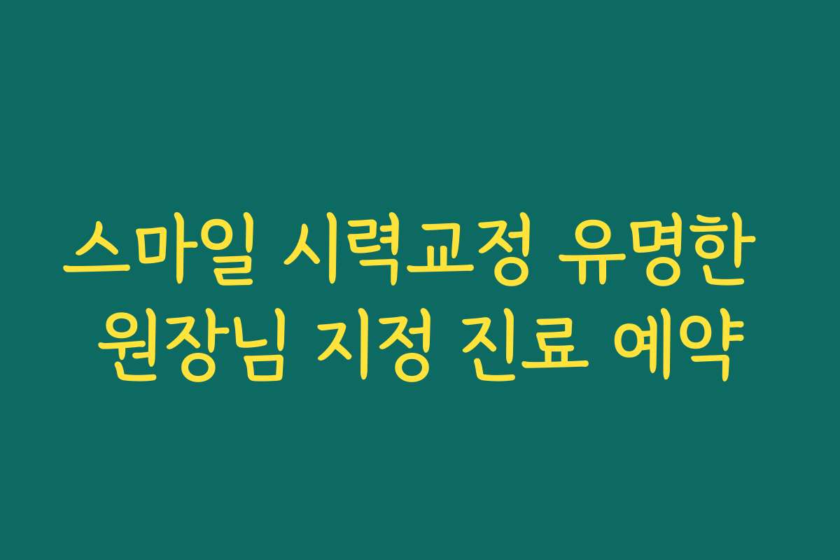 스마일 시력교정 유명한 원장님 지정 진료 예약