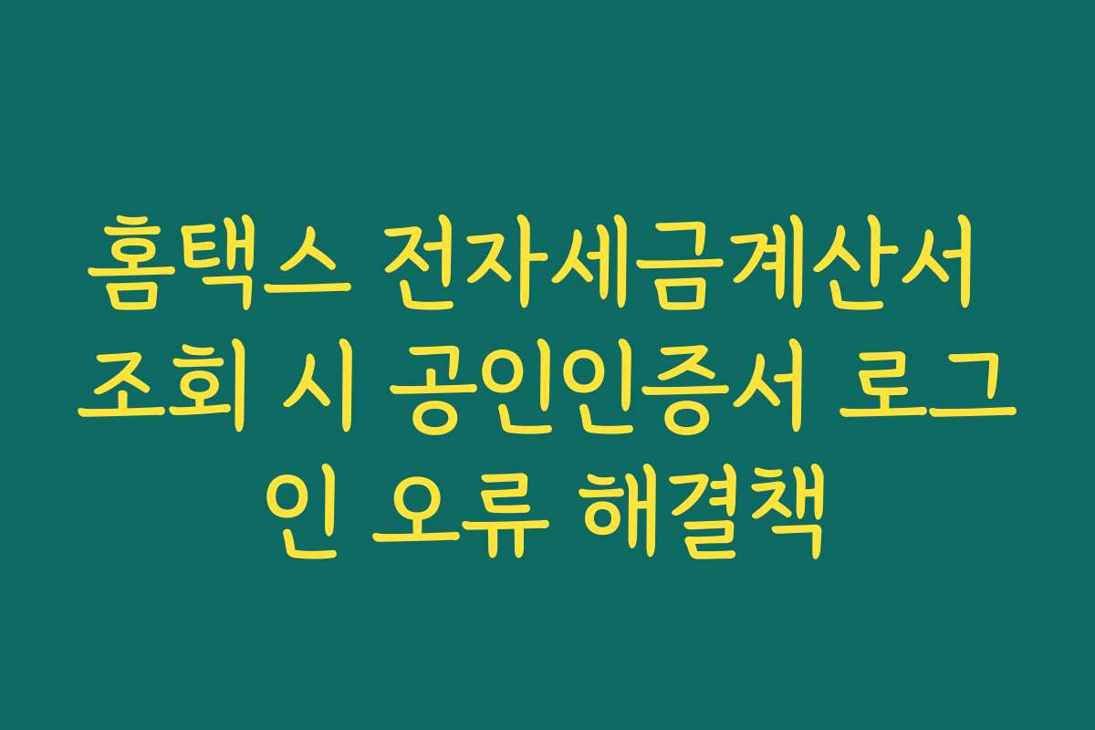 홈택스 전자세금계산서 조회 시 공인인증서 로그인 오류 해결책