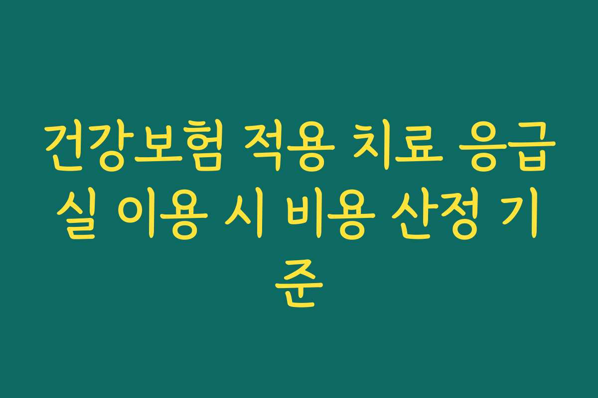 건강보험 적용 치료 응급실 이용 시 비용 산정 기준