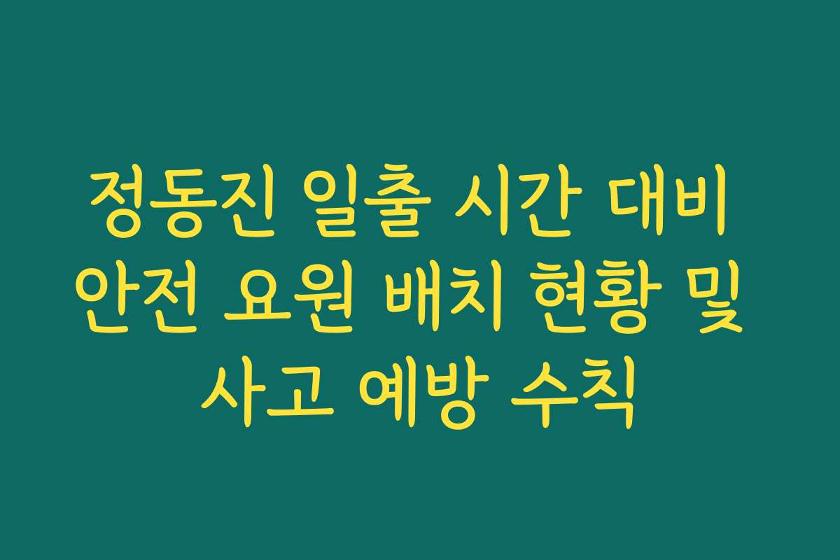 정동진 일출 시간 대비 안전 요원 배치 현황 및 사고 예방 수칙