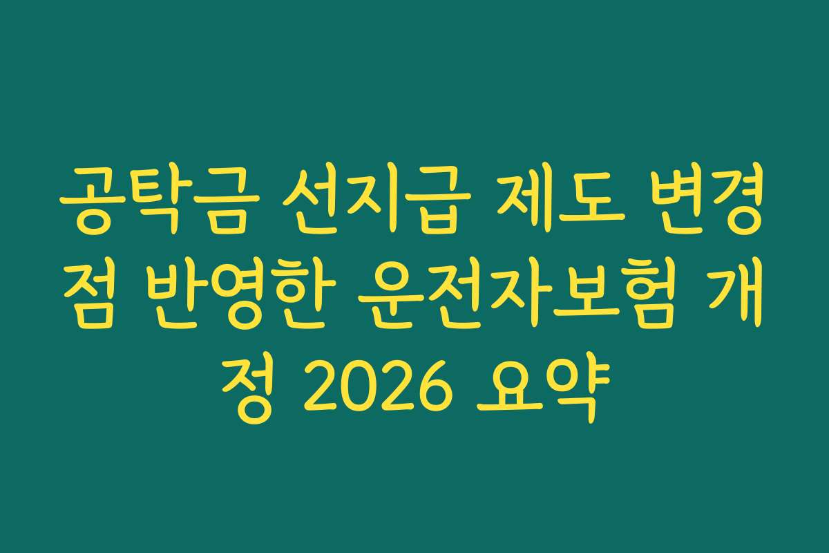 공탁금 선지급 제도 변경점 반영한 운전자보험 개정 2026 요약