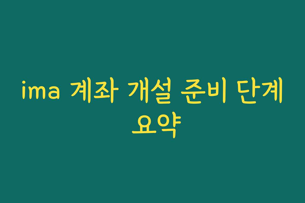 ima 계좌 개설 준비 단계 요약
