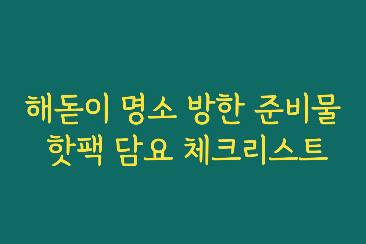해돋이 명소 방한 준비물 핫팩 담요 체크리스트