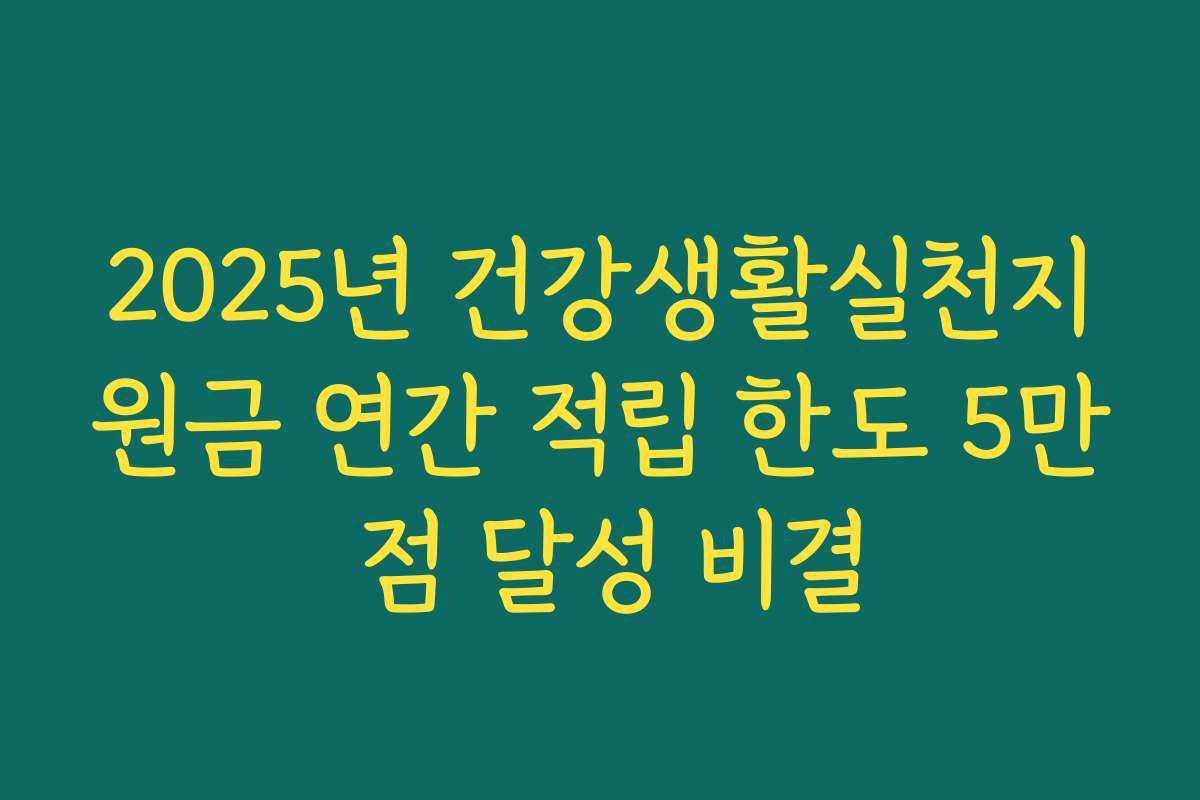 2025년 건강생활실천지원금 연간 적립 한도 5만 점 달성 비결