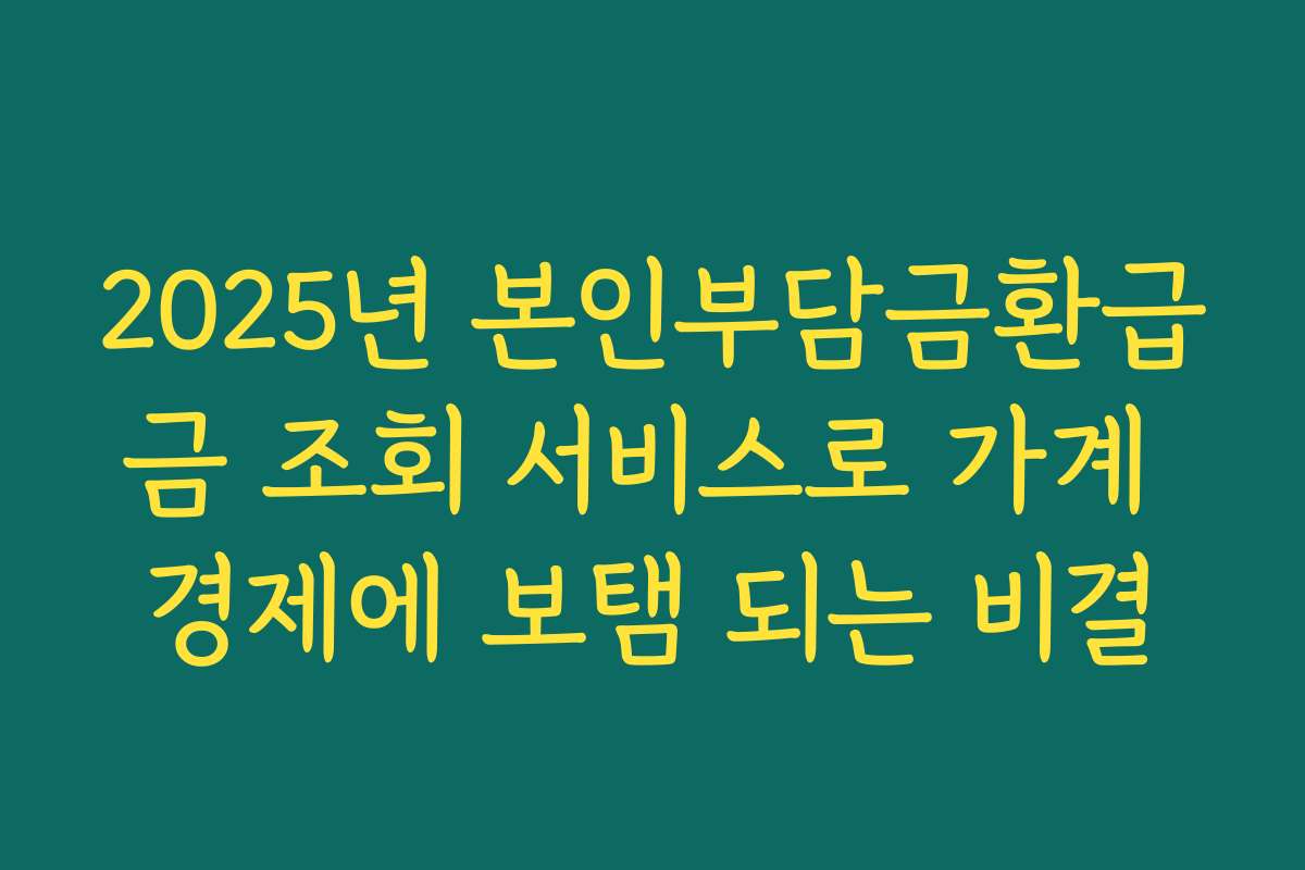 2025년 본인부담금환급금 조회 서비스로 가계 경제에 보탬 되는 비결