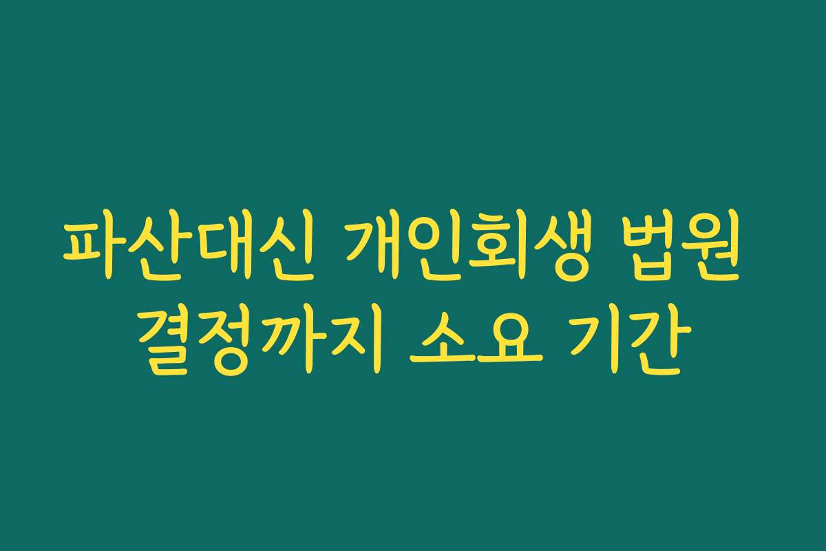 파산대신 개인회생 법원 결정까지 소요 기간