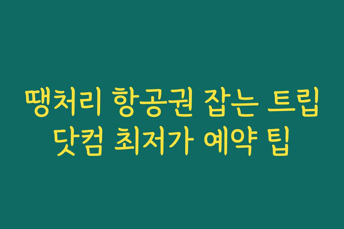땡처리 항공권 잡는 트립닷컴 최저가 예약 팁