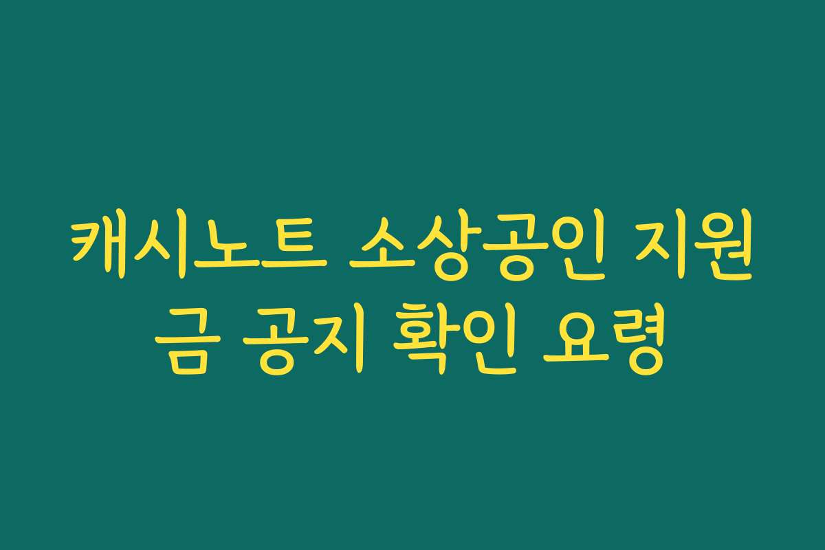 캐시노트 소상공인 지원금 공지 확인 요령