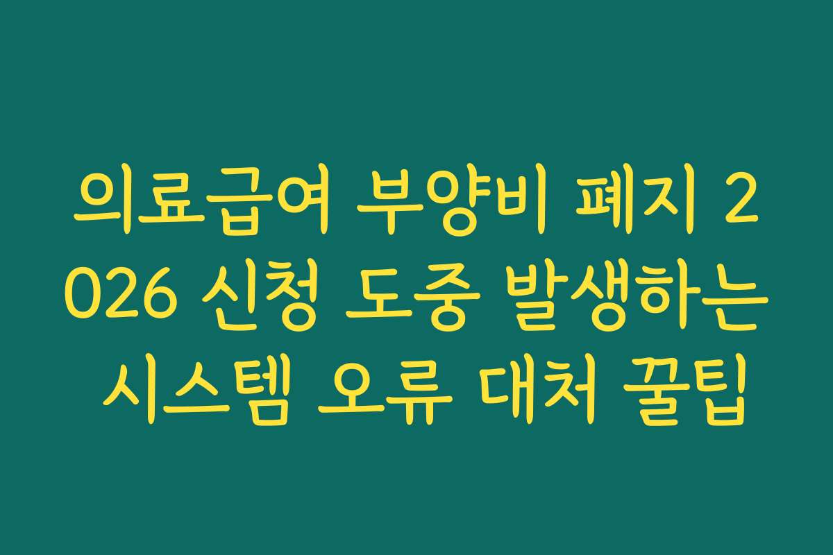 의료급여 부양비 폐지 2026 신청 도중 발생하는 시스템 오류 대처 꿀팁