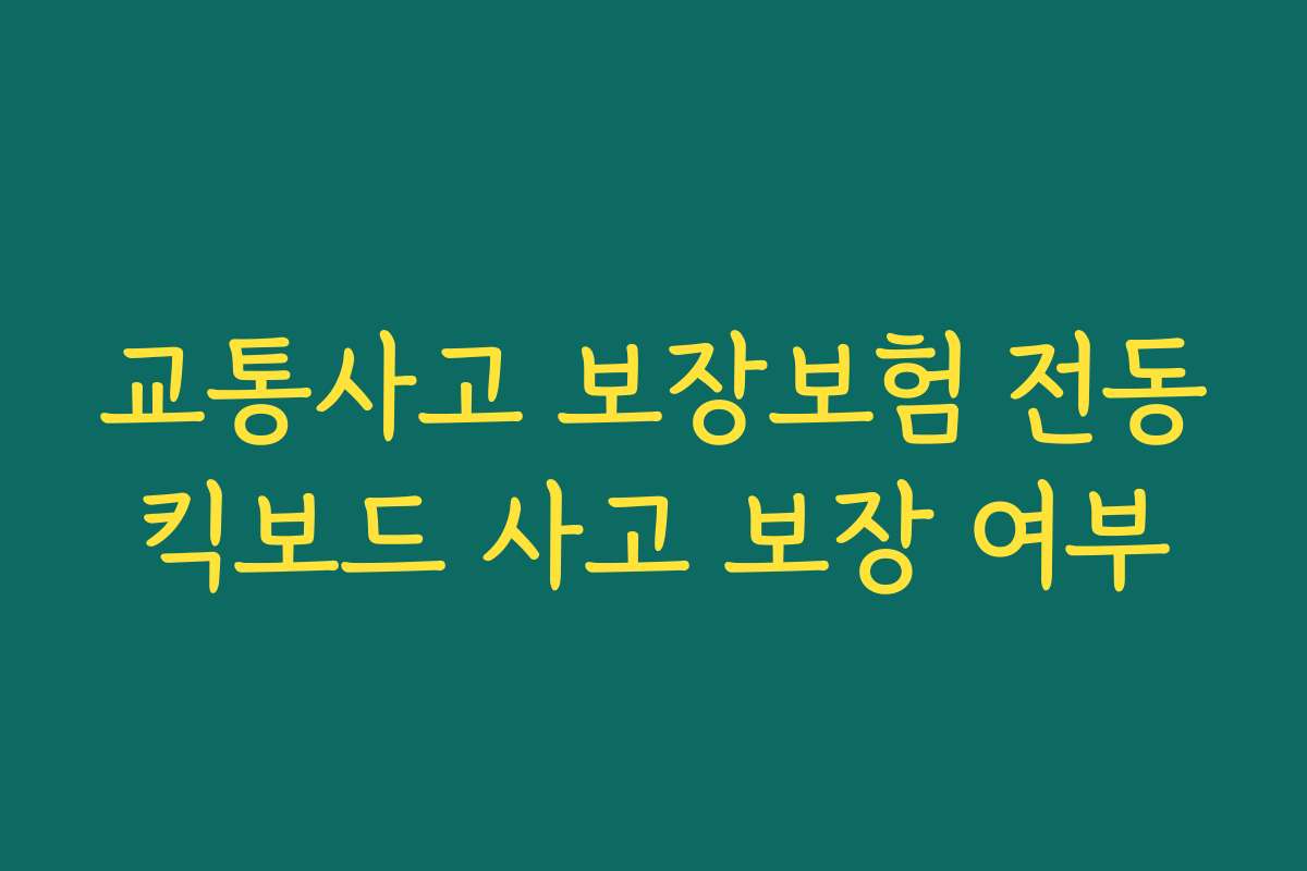 교통사고 보장보험 전동킥보드 사고 보장 여부