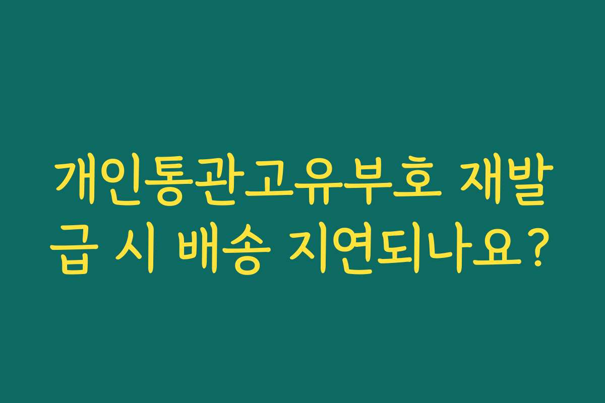 개인통관고유부호 재발급 시 배송 지연되나요?