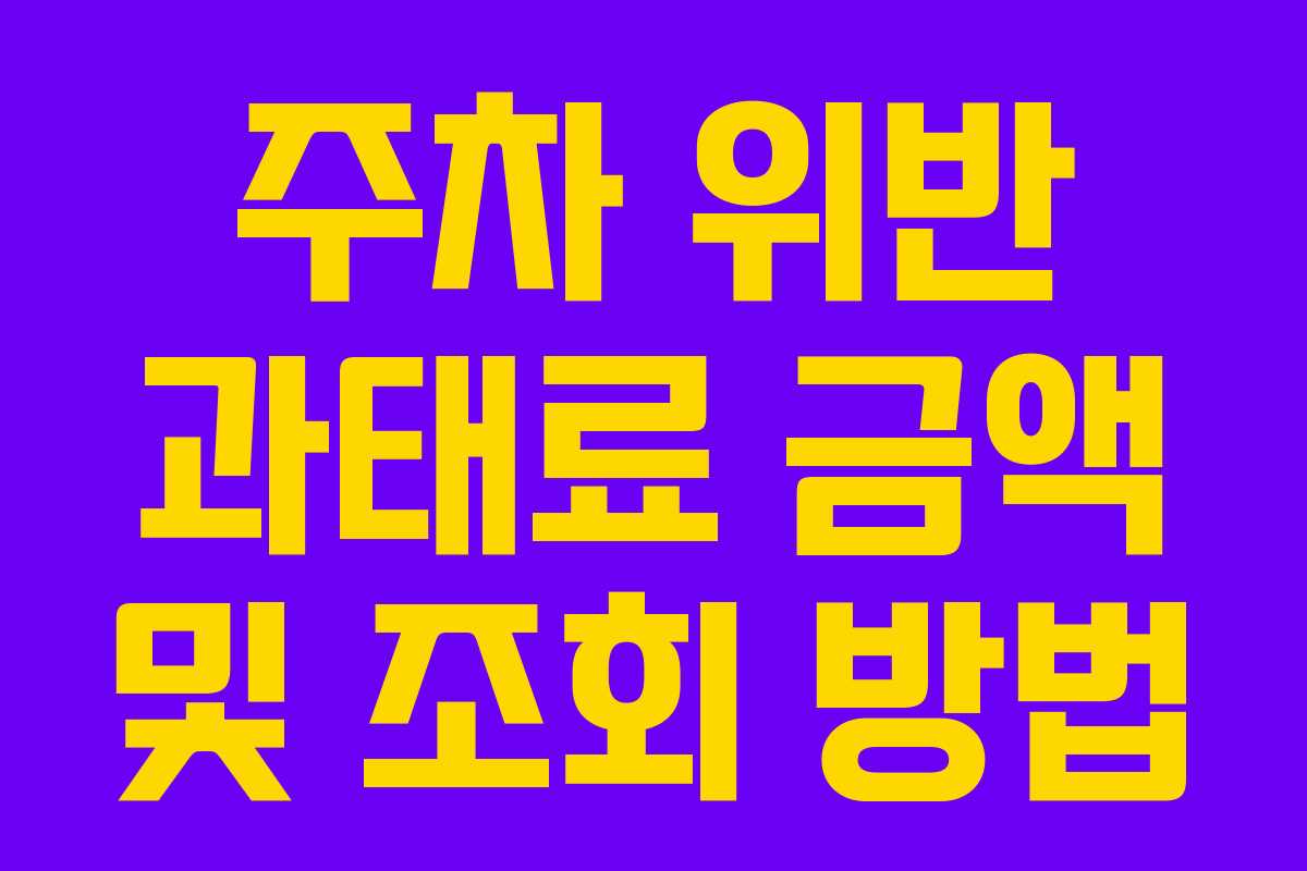 주차 위반 과태료 금액 및 조회 방법