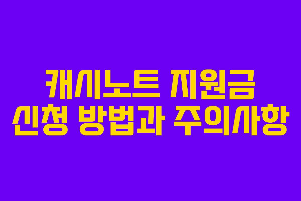 캐시노트 지원금 신청 방법과 주의사항