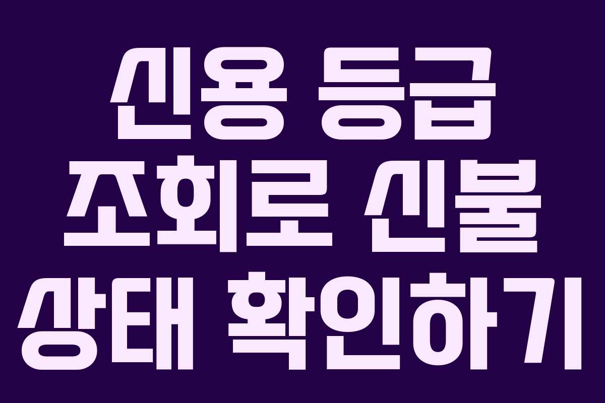 신용 등급 조회로 신불 상태 확인하기