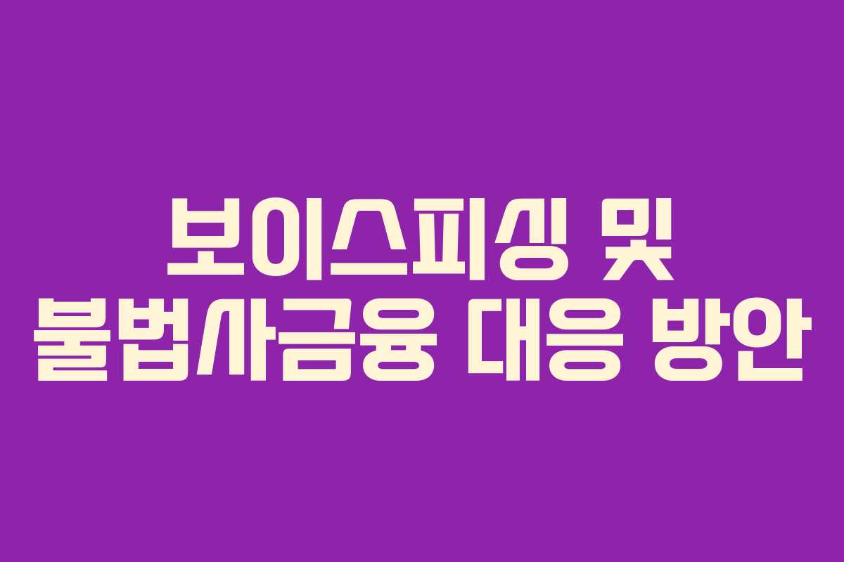 보이스피싱 및 불법사금융 대응 방안