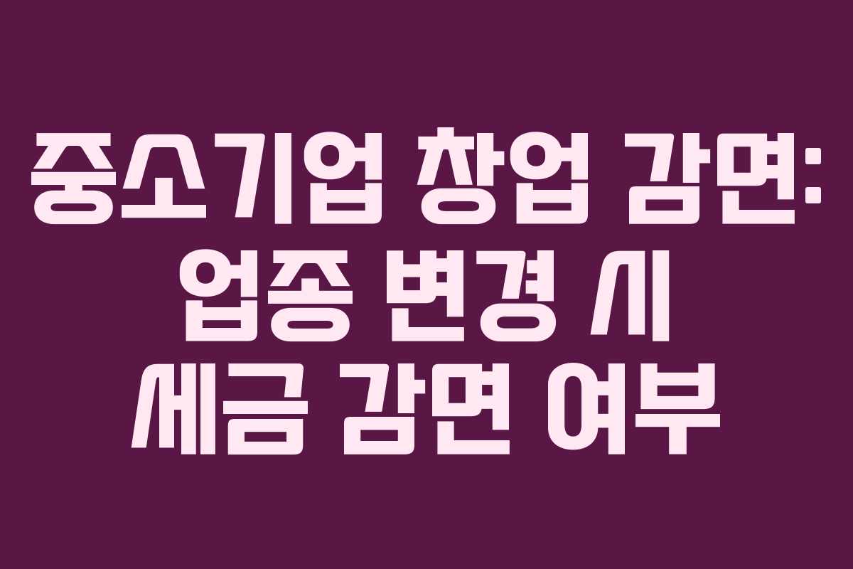 중소기업 창업 감면: 업종 변경 시 세금 감면 여부