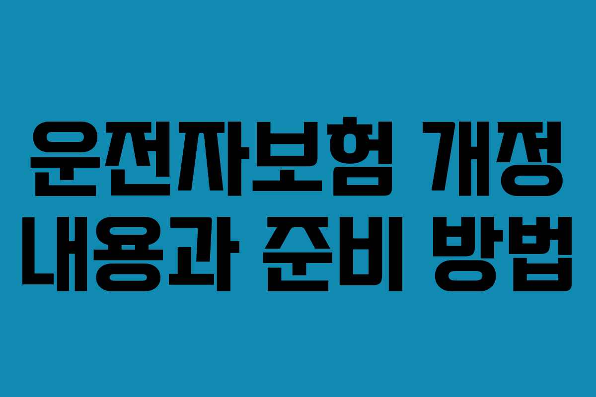 운전자보험 개정 내용과 준비 방법