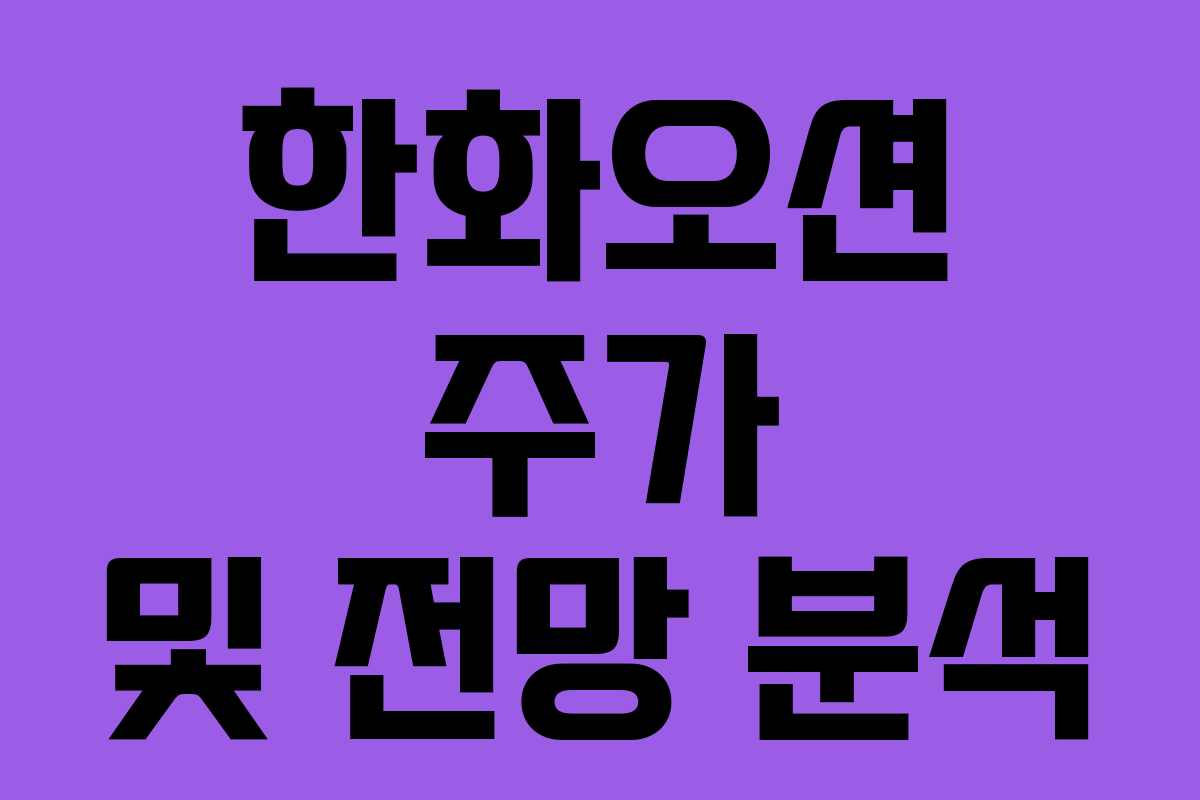 한화오션 주가 및 전망 분석