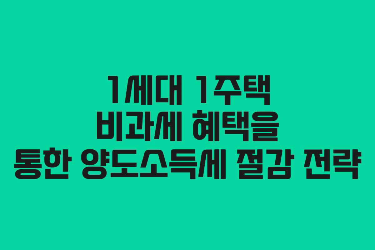 1세대 1주택 비과세 혜택을 통한 양도소득세 절감 전략