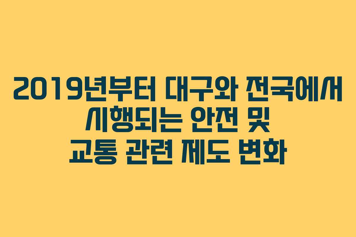 2019년부터 대구와 전국에서 시행되는 안전 및 교통 관련 제도 변화