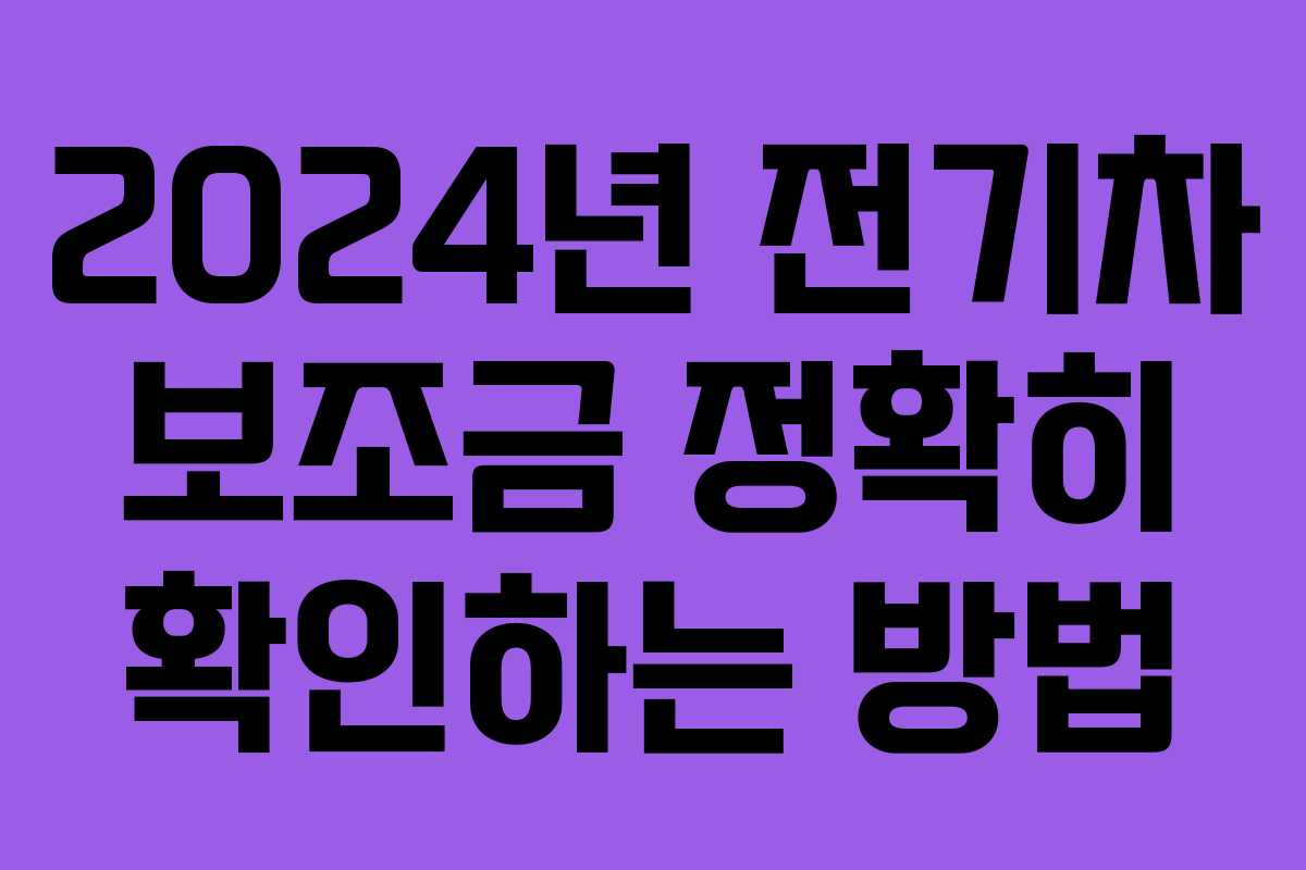 2024년 전기차 보조금 정확히 확인하는 방법