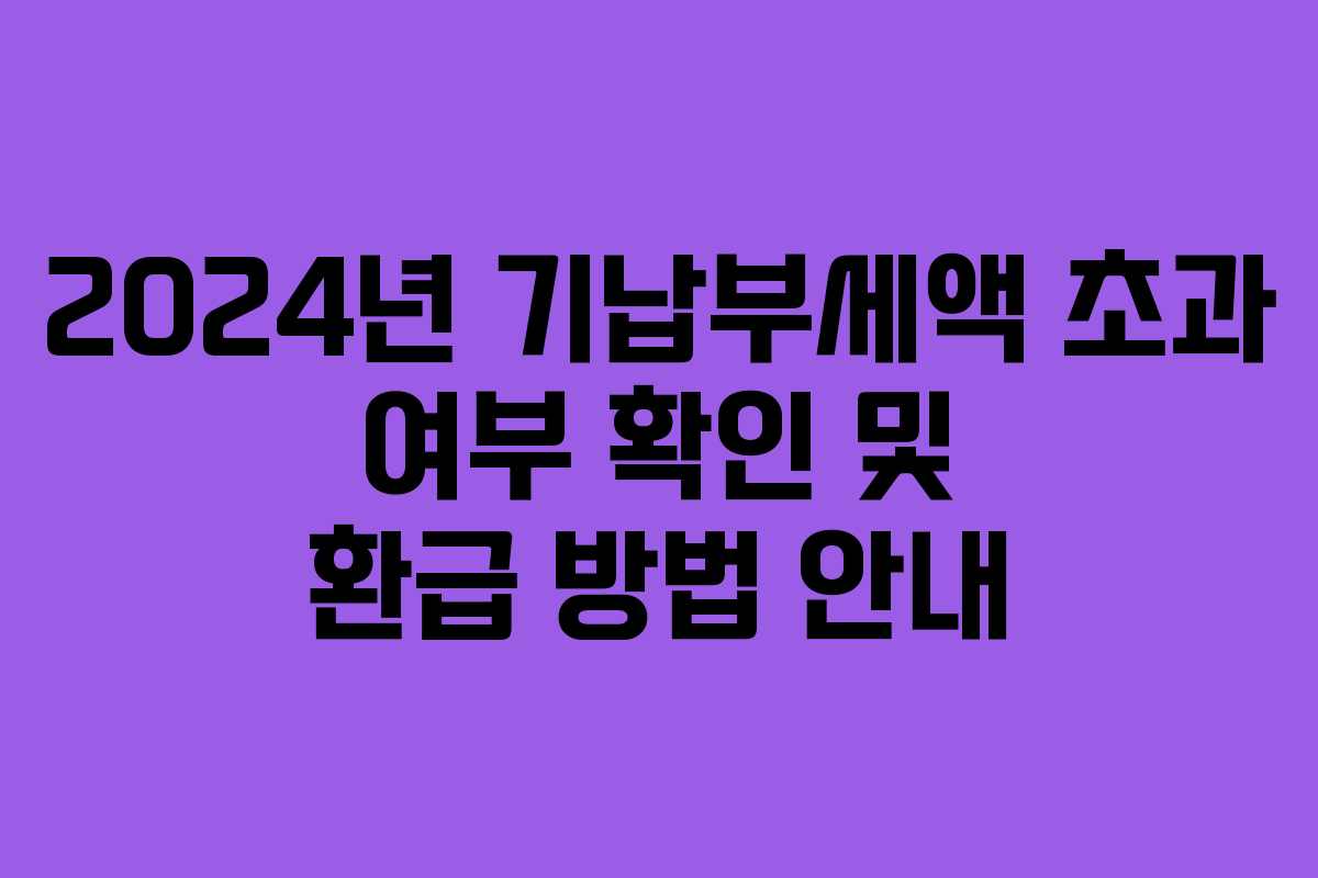 2024년 기납부세액 초과 여부 확인 및 환급 방법 안내
