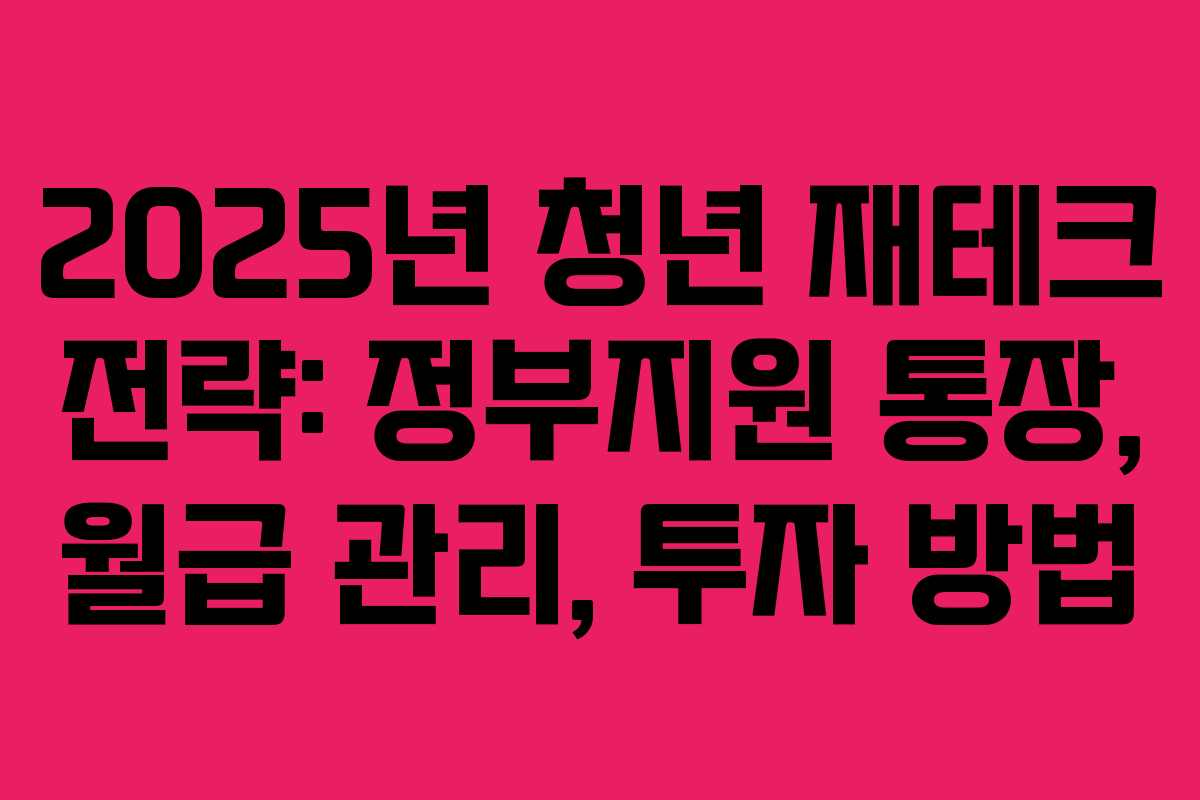 2025년 청년 재테크 전략: 정부지원 통장, 월급 관리, 투자 방법