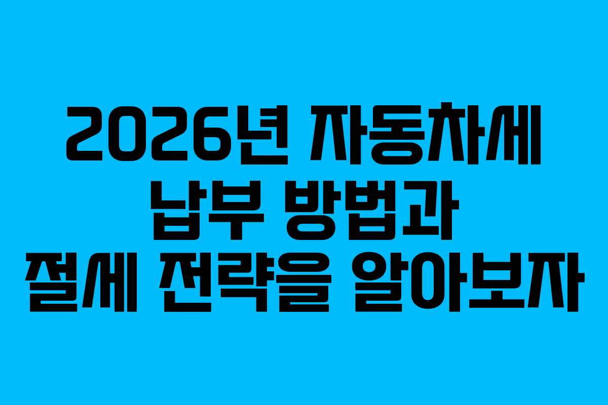 2026년 자동차세 납부 방법과 절세 전략을 알아보자