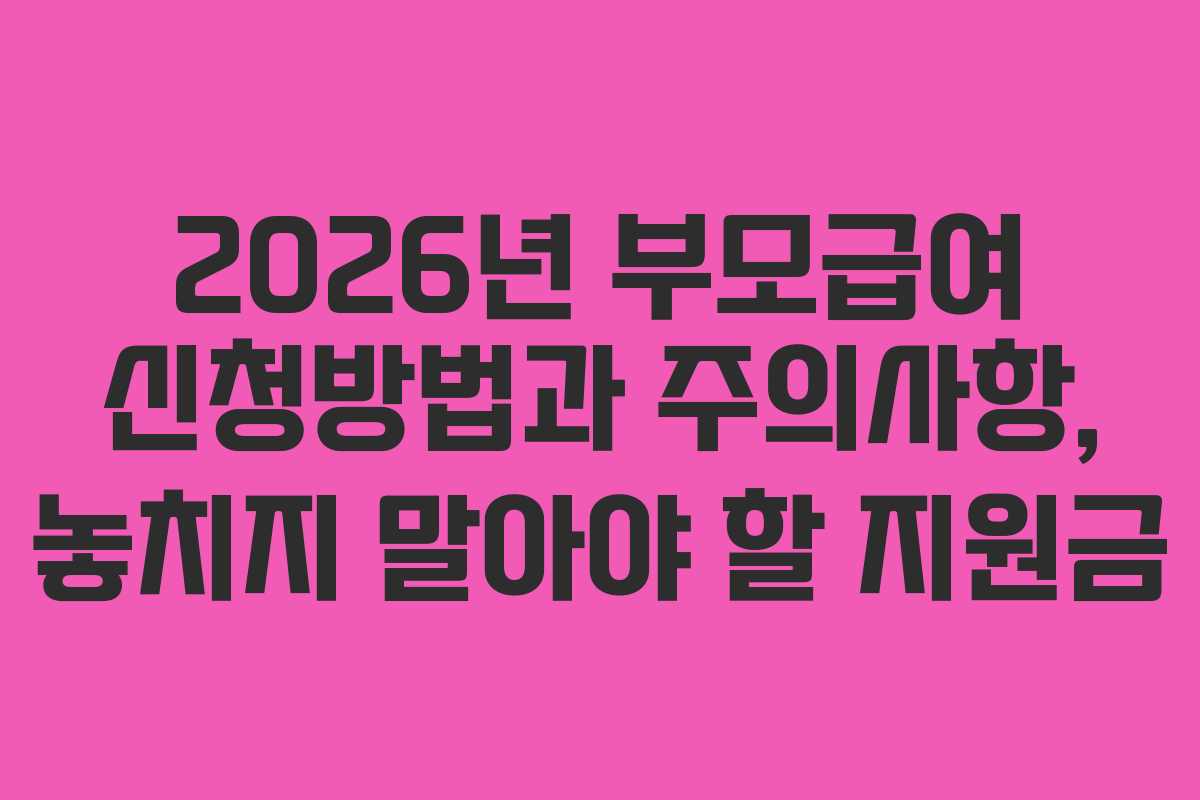 2026년 부모급여 신청방법과 주의사항, 놓치지 말아야 할 지원금