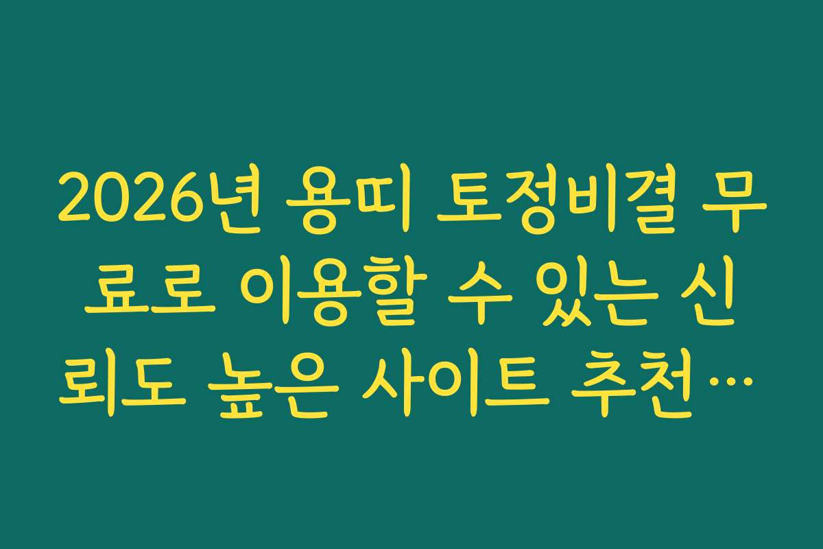 2026년 용띠 토정비결 무료로 이용할 수 있는 신뢰도 높은 사이트 추천 순위