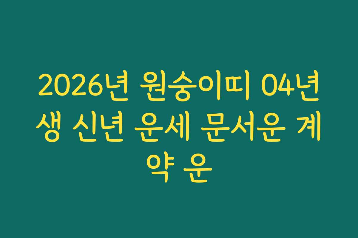 2026년 원숭이띠 04년생 신년 운세 문서운 계약 운