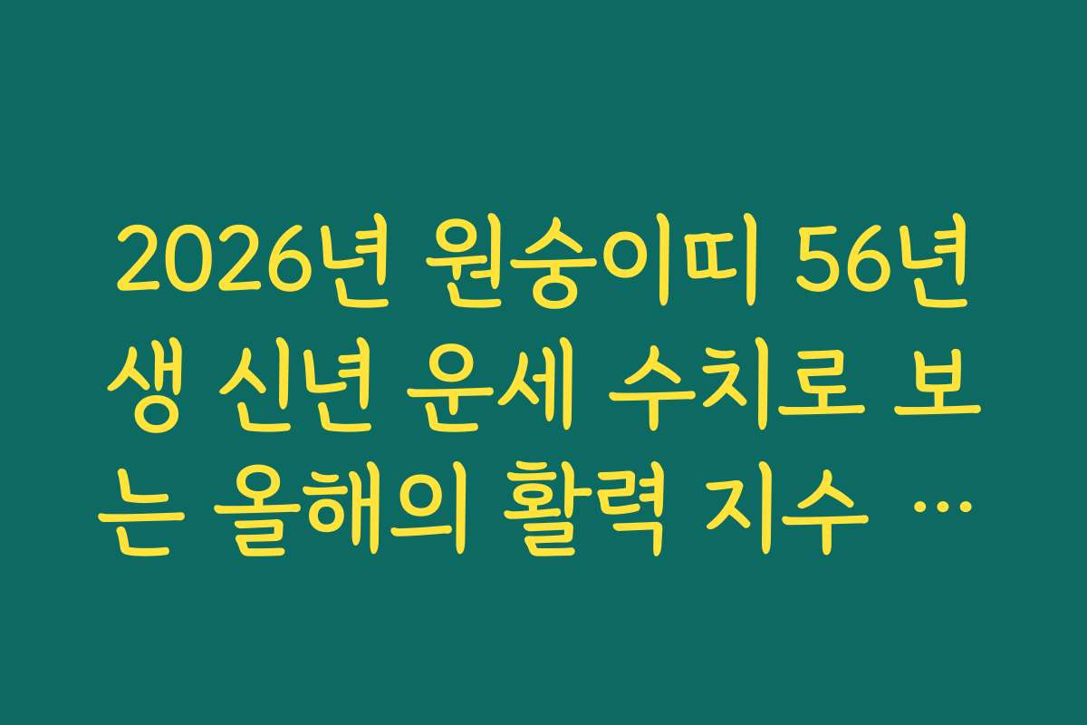 2026년 원숭이띠 56년생 신년 운세 수치로 보는 올해의 활력 지수 체크