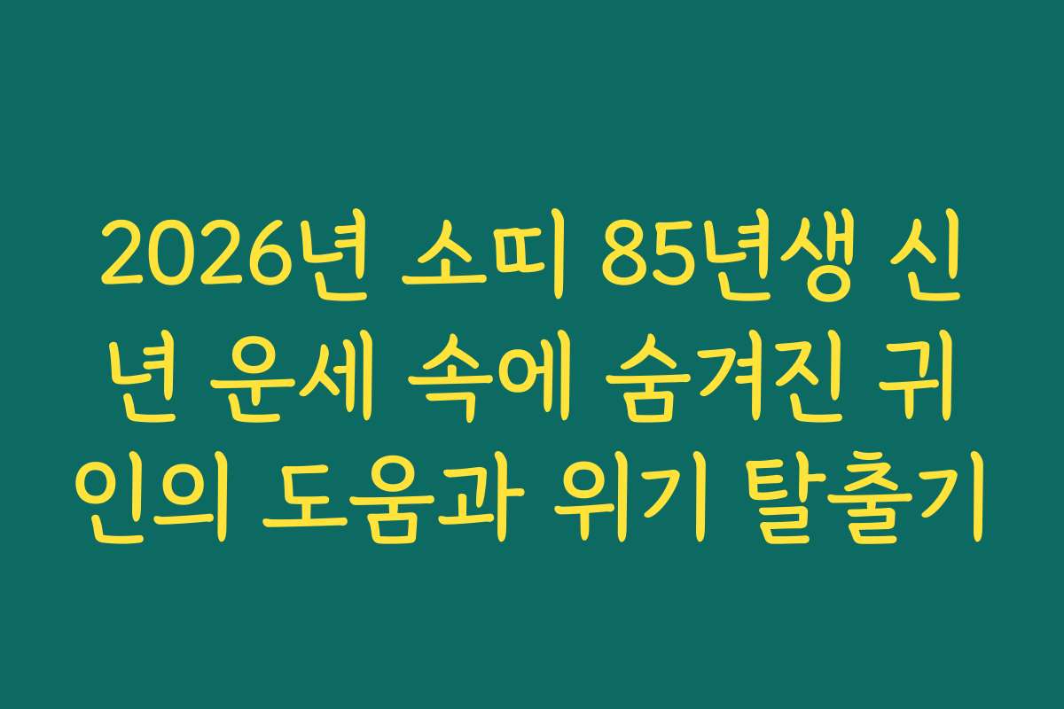 2026년 소띠 85년생 신년 운세 속에 숨겨진 귀인의 도움과 위기 탈출기