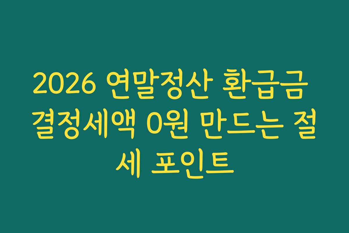 2026 연말정산 환급금 결정세액 0원 만드는 절세 포인트