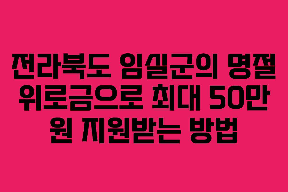 전라북도 임실군의 명절 위로금으로 최대 50만 원 지원받는 방법