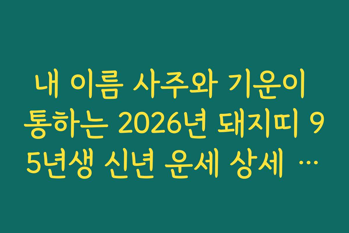 내 이름 사주와 기운이 통하는 2026년 돼지띠 95년생 신년 운세 상세 해설