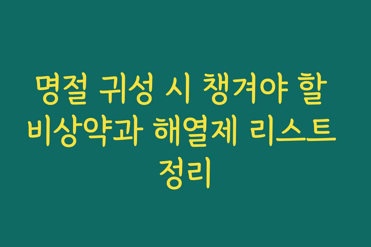 명절 귀성 시 챙겨야 할 비상약과 해열제 리스트 정리