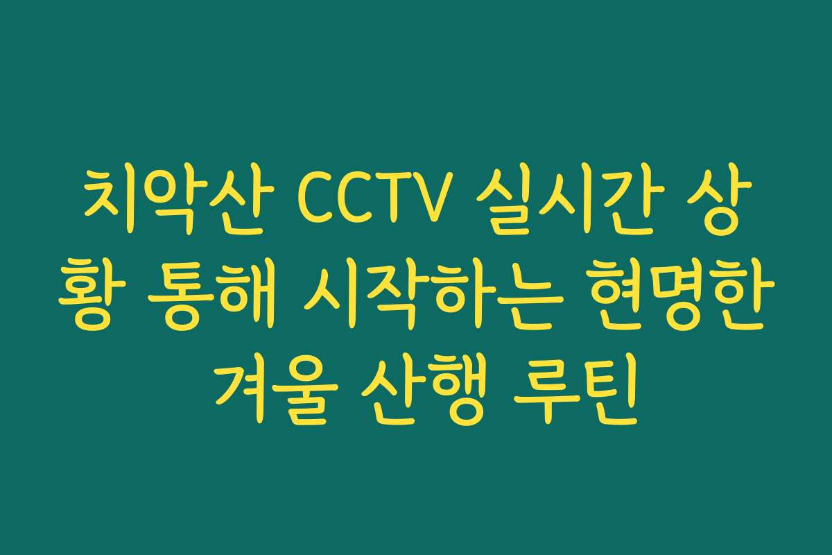 치악산 CCTV 실시간 상황 통해 시작하는 현명한 겨울 산행 루틴
