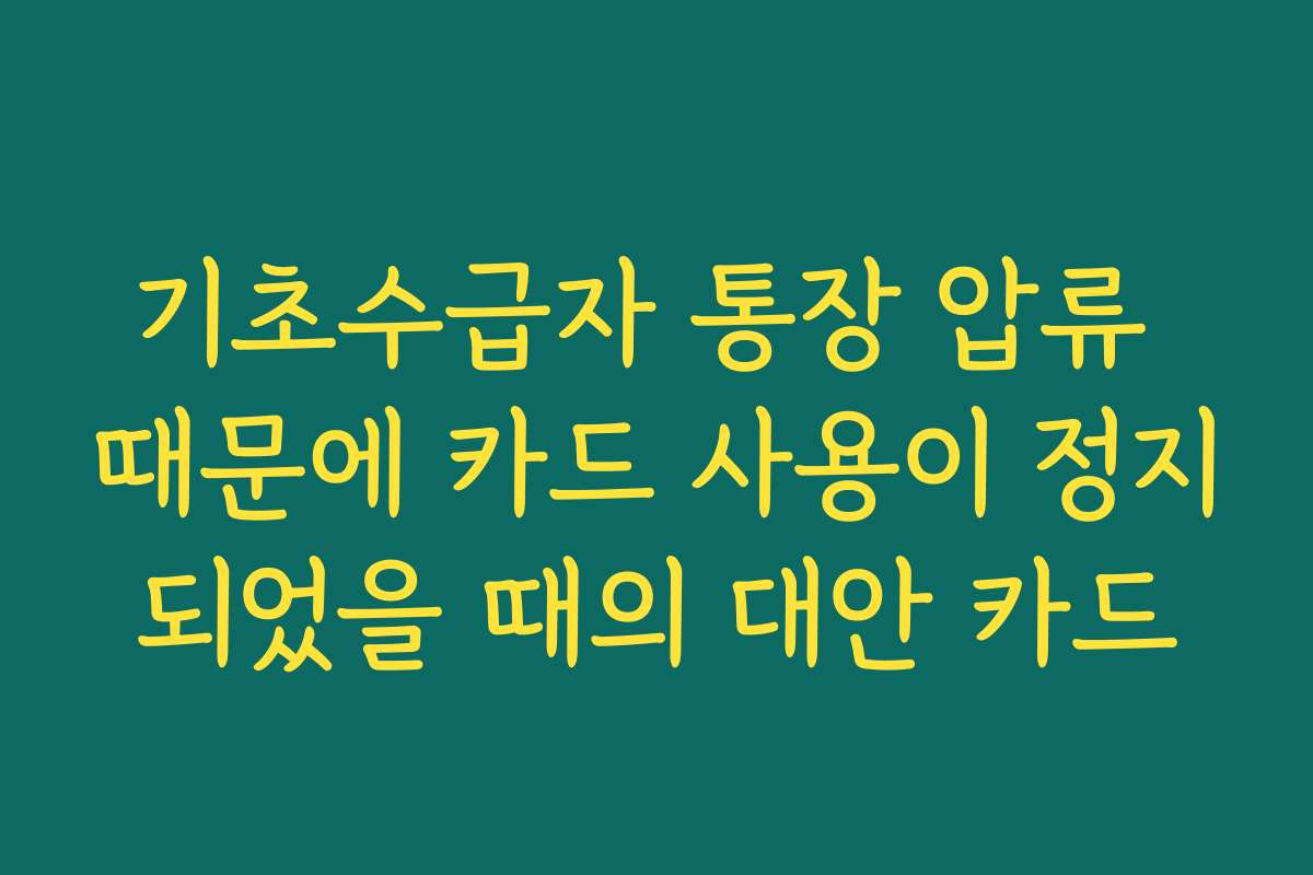 기초수급자 통장 압류 때문에 카드 사용이 정지되었을 때의 대안 카드